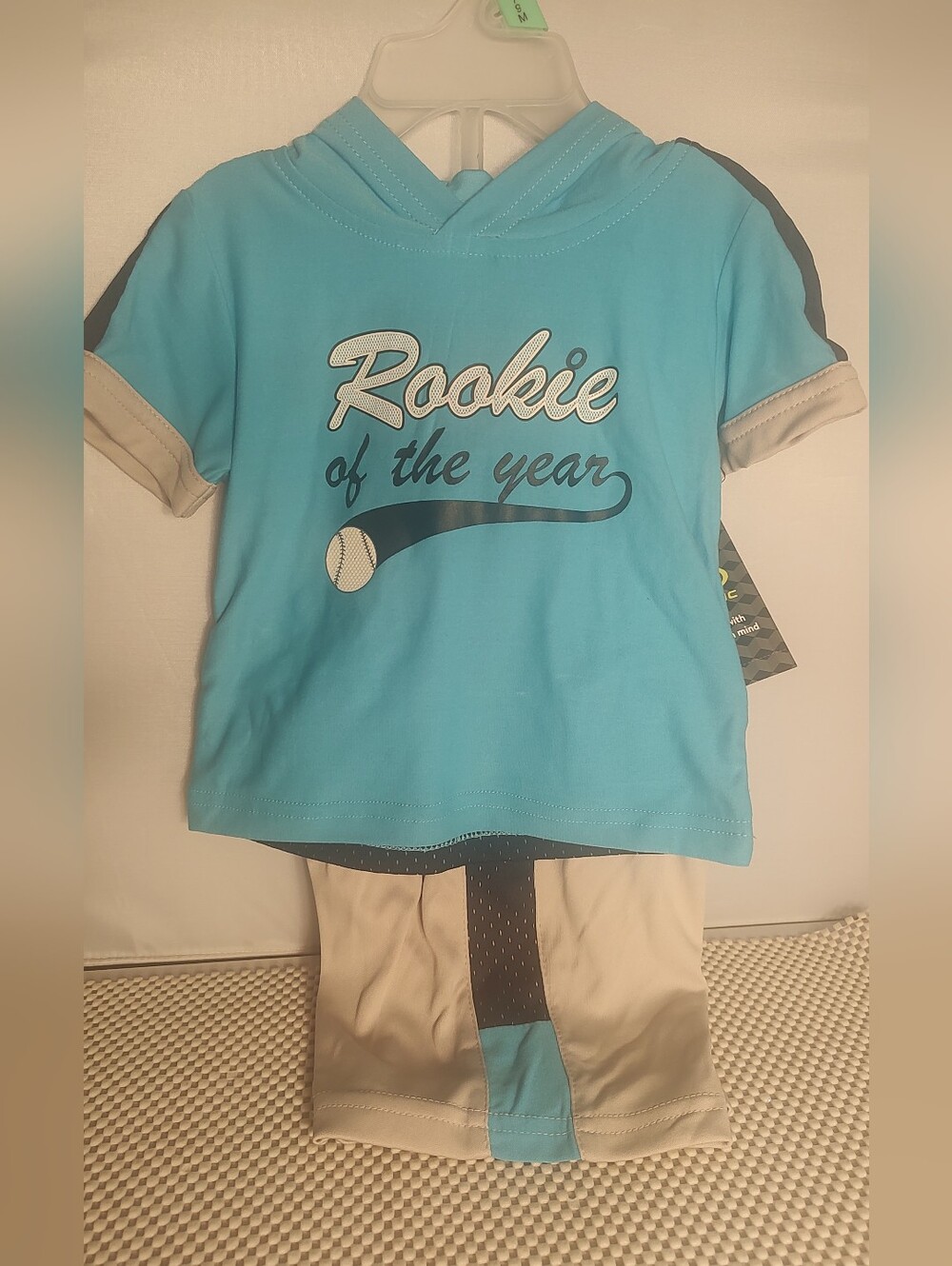 Boys 6-9 Months Top with Hood and Shorts Blue/Grey Rookie of the Year Baby NWT